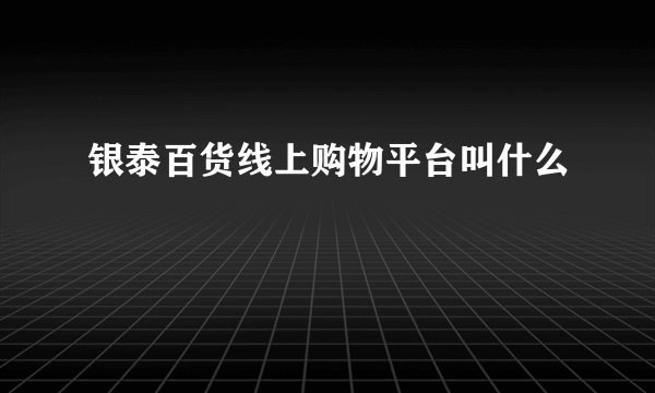 银泰百货线上购物平台叫什么