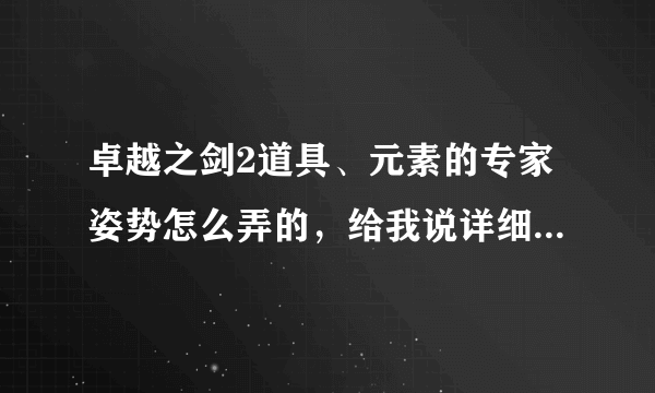 卓越之剑2道具、元素的专家姿势怎么弄的，给我说详细点，还有加点，谢谢啊