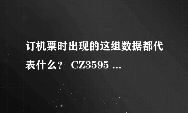 订机票时出现的这组数据都代表什么？ CZ3595 Y WE20JUL CANSHA