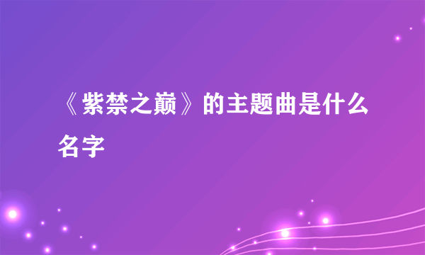 《紫禁之巅》的主题曲是什么名字