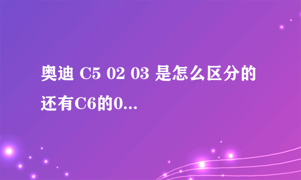 奥迪 C5 02 03 是怎么区分的 还有C6的08 09