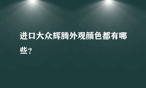 进口大众辉腾外观颜色都有哪些？