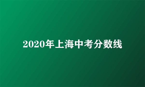 2020年上海中考分数线