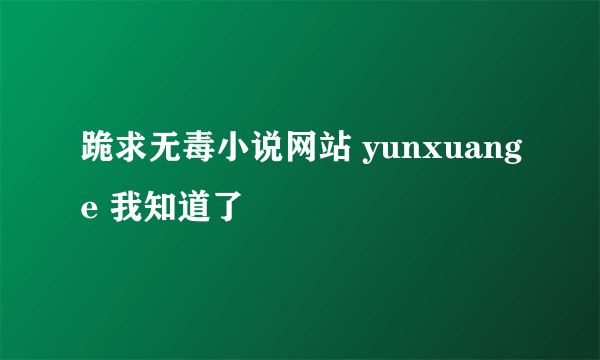 跪求无毒小说网站 yunxuange 我知道了