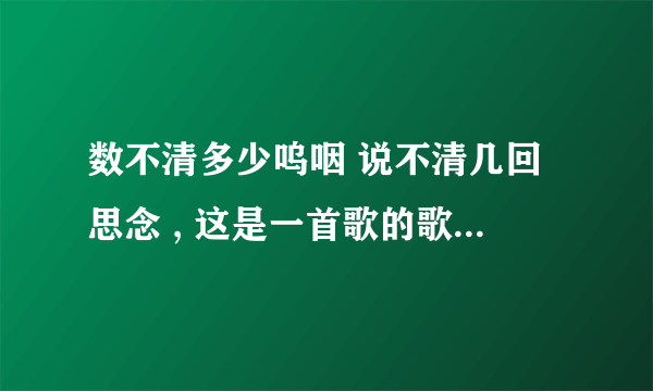 数不清多少呜咽 说不清几回思念 , 这是一首歌的歌词,这首歌叫什么名字?