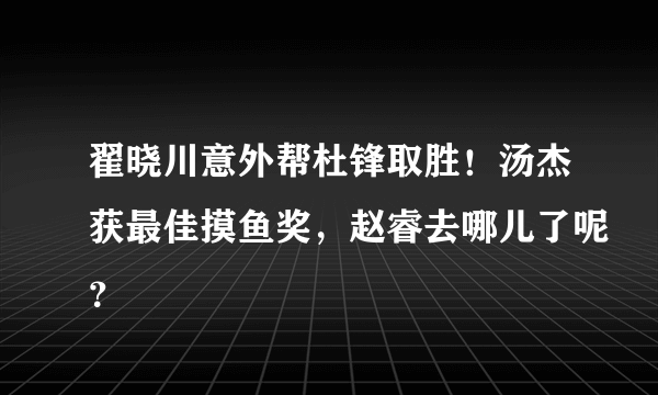 翟晓川意外帮杜锋取胜！汤杰获最佳摸鱼奖，赵睿去哪儿了呢？