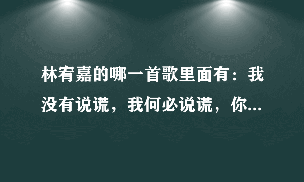 林宥嘉的哪一首歌里面有：我没有说谎，我何必说谎，你懂我的我对你从来就不会假装。这句话？歌名是什么？