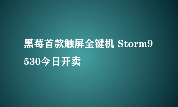 黑莓首款触屏全键机 Storm9530今日开卖