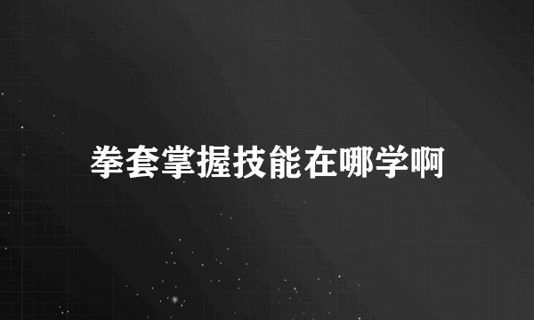 拳套掌握技能在哪学啊