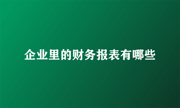 企业里的财务报表有哪些