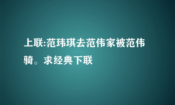 上联:范玮琪去范伟家被范伟骑。求经典下联