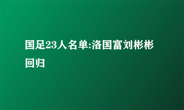 国足23人名单:洛国富刘彬彬回归