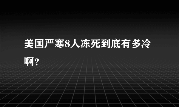 美国严寒8人冻死到底有多冷啊？