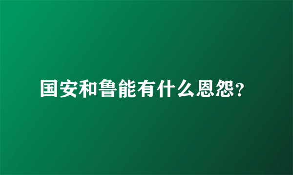 国安和鲁能有什么恩怨？