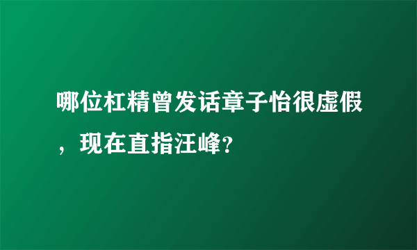 哪位杠精曾发话章子怡很虚假，现在直指汪峰？