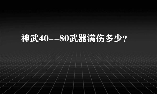 神武40--80武器满伤多少？