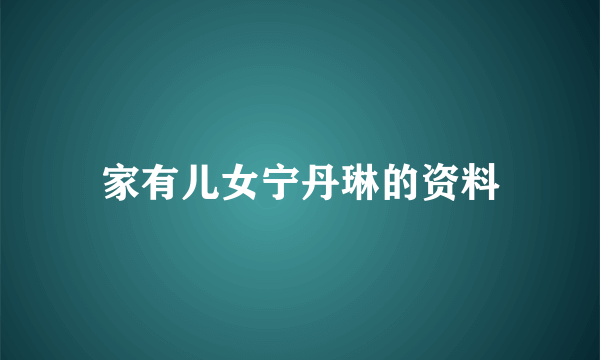 家有儿女宁丹琳的资料