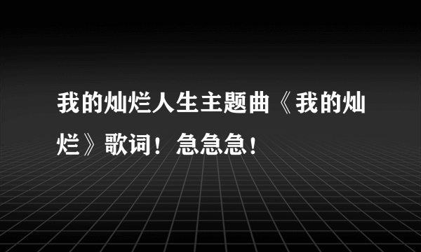 我的灿烂人生主题曲《我的灿烂》歌词！急急急！