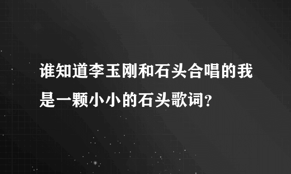 谁知道李玉刚和石头合唱的我是一颗小小的石头歌词？