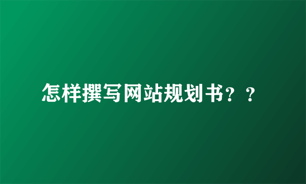 怎样撰写网站规划书？？