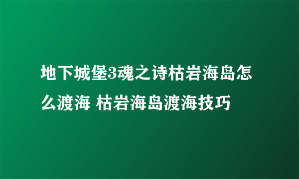 地下城堡3魂之诗枯岩海岛怎么渡海 枯岩海岛渡海技巧