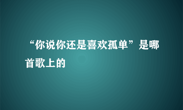 “你说你还是喜欢孤单”是哪首歌上的