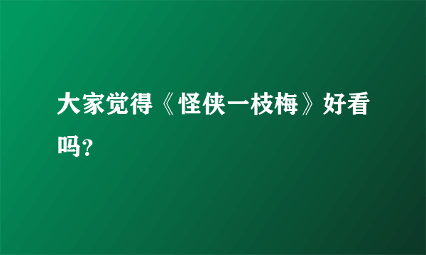 大家觉得《怪侠一枝梅》好看吗？