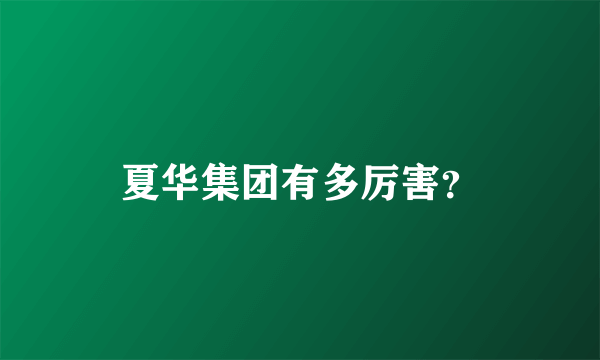 夏华集团有多厉害？