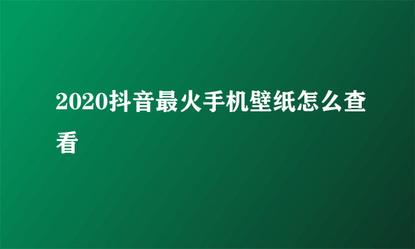 2020抖音最火手机壁纸怎么查看