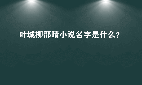 叶城柳邵晴小说名字是什么？