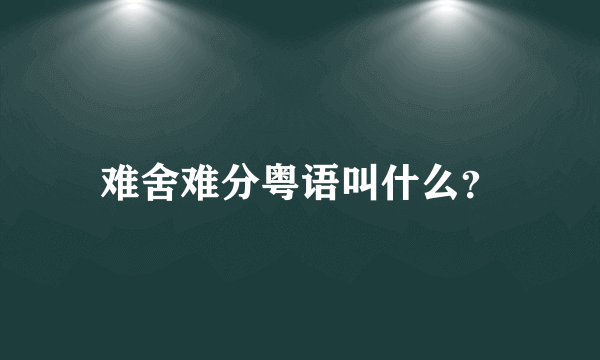 难舍难分粤语叫什么？