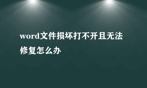 word文件损坏打不开且无法修复怎么办