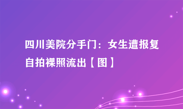 四川美院分手门：女生遭报复自拍裸照流出【图】