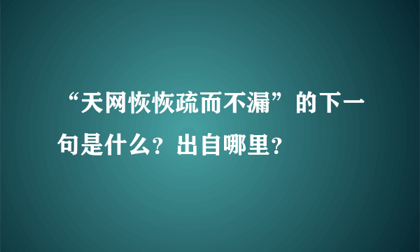 “天网恢恢疏而不漏”的下一句是什么？出自哪里？