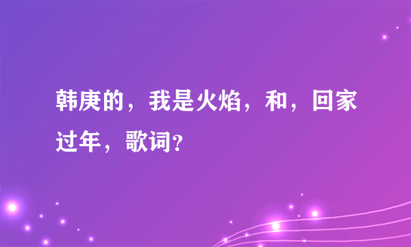 韩庚的，我是火焰，和，回家过年，歌词？