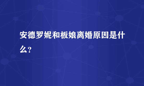 安德罗妮和板娘离婚原因是什么？