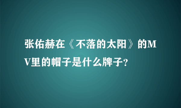 张佑赫在《不落的太阳》的MV里的帽子是什么牌子？