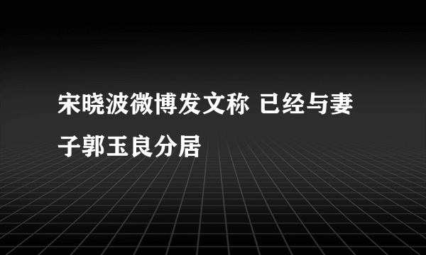 宋晓波微博发文称 已经与妻子郭玉良分居