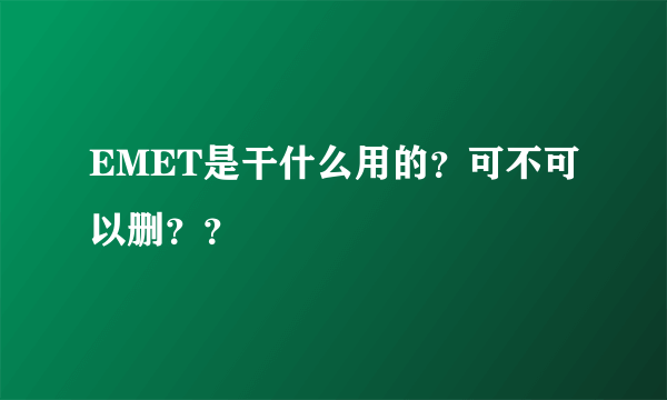 EMET是干什么用的？可不可以删？？