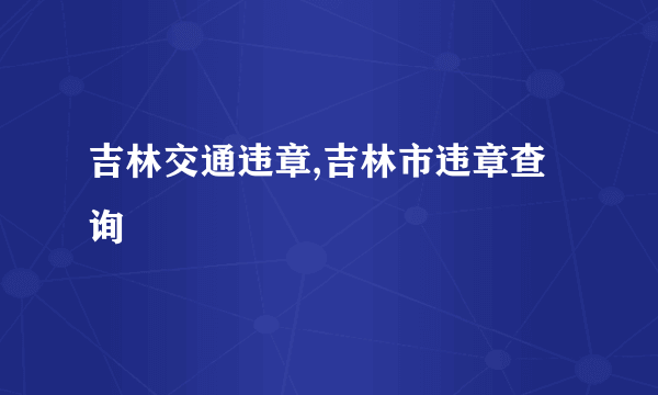 吉林交通违章,吉林市违章查询