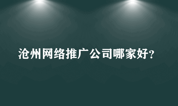 沧州网络推广公司哪家好？