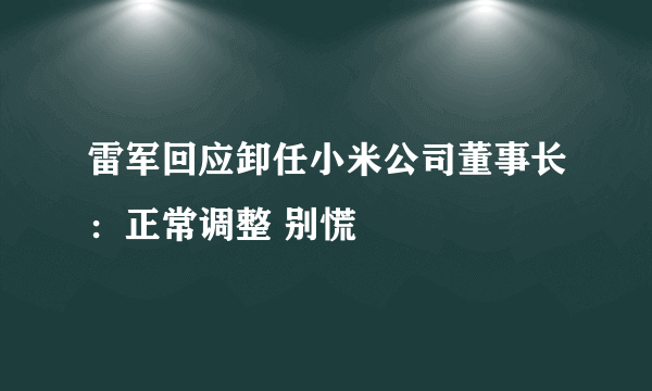 雷军回应卸任小米公司董事长：正常调整 别慌