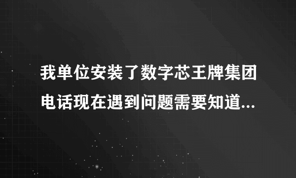 我单位安装了数字芯王牌集团电话现在遇到问题需要知道的人帮助。