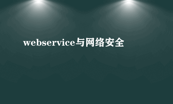 webservice与网络安全