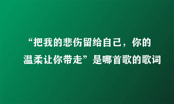 “把我的悲伤留给自己，你的温柔让你带走”是哪首歌的歌词