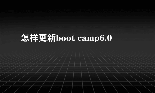 怎样更新boot camp6.0