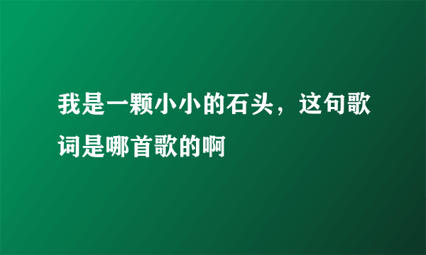 我是一颗小小的石头，这句歌词是哪首歌的啊