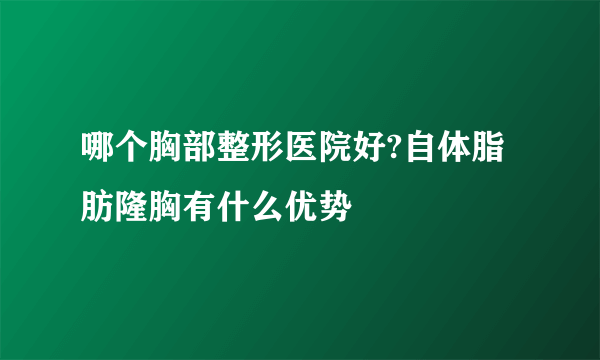 哪个胸部整形医院好?自体脂肪隆胸有什么优势