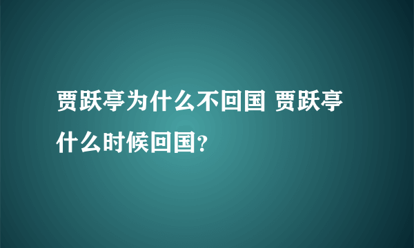 贾跃亭为什么不回国 贾跃亭什么时候回国？