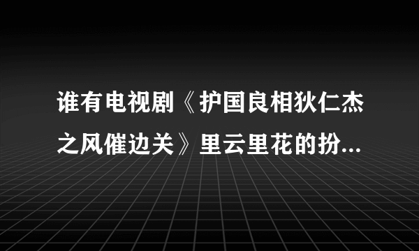 谁有电视剧《护国良相狄仁杰之风催边关》里云里花的扮演者丁丁的详细资料啊？